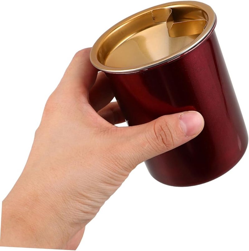 مطفأة سجائر من الفولاذ المقاوم للصدأ مقاومة للرياح مع غطاء للاستخدام في الهواء الطلق والشرفة والمكتب والمنزل وعلى سطح المكتب - Image 4